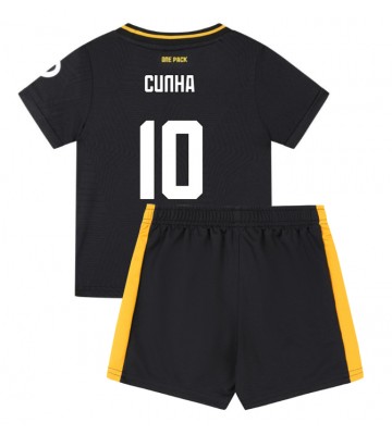 Wolves Matheus Cunha #10 Segunda Equipación Niños 2024-25 Manga Corta (+ Pantalones cortos)